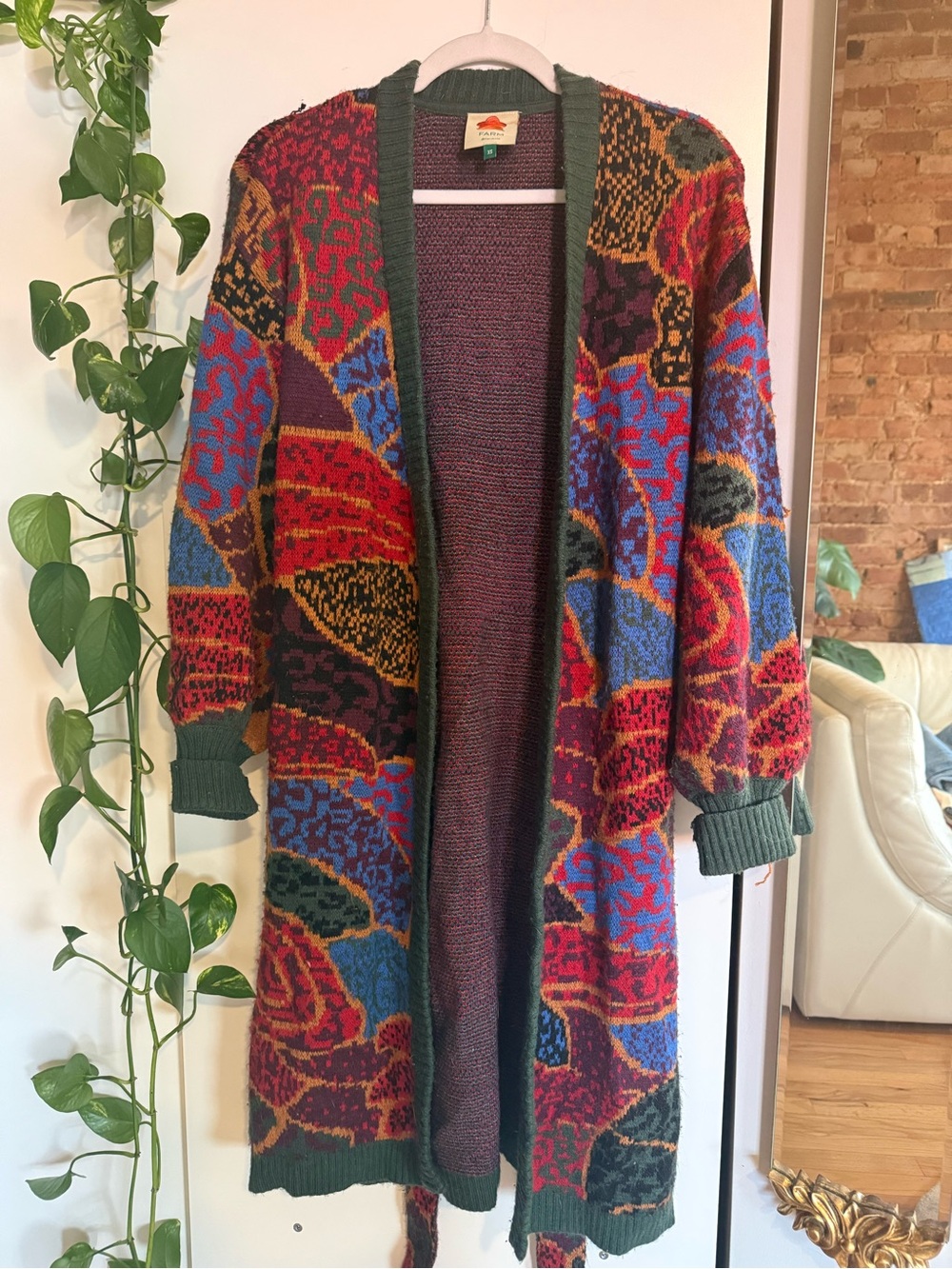 FARM Rio Multicolor Knit Cardigan Dress in Red, Blue, Green